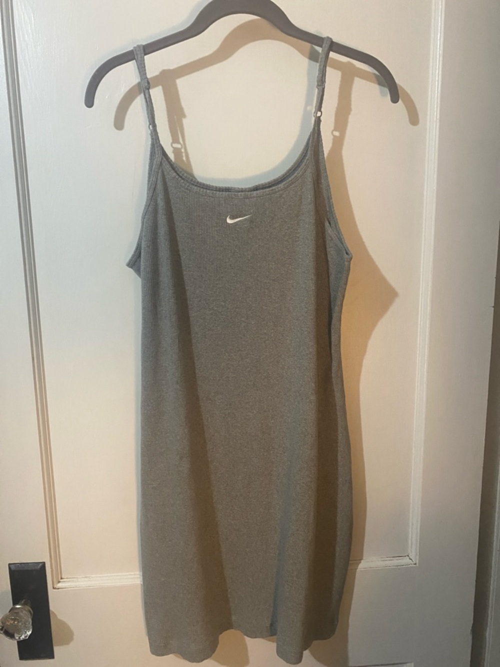 Nike Grey Ribbed Camisole Slip Dress with White Swoosh